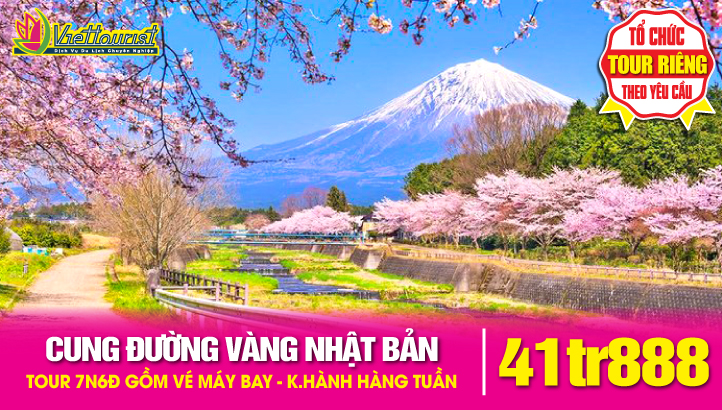 Tour du lịch Nhật Bản Mùa Hoa Anh Đào - CUNG ĐƯỜNG VÀNG TRUYỀN THỐNG 7N6Đ - Thủ đô Tokyo - Núi Phú Sĩ - Yamanashi - Nagoya - Kyoto - Nara - Osaka -  Kobe