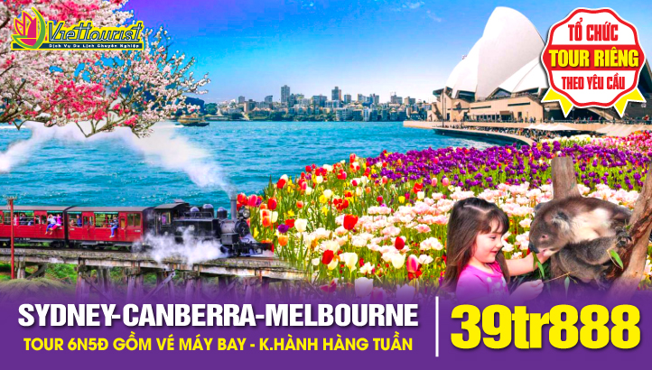 Du lịch Úc Mùa Xuân [Tháng 9-11] SYDNEY - THỦ ĐÔ CANBERRA - MELBOURNE 6N5Đ Bay thẳng toàn chặn & Trải nghiệm cuộc sống thực tế người Úc