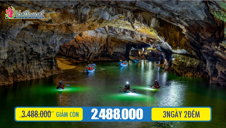 Tour du lịch Quảng Bình PHONG NHA KẺ BÀNG thưởng ngoạn - Khám phá danh thắng các hang động triệu năm 3 Ngày 2 Đêm