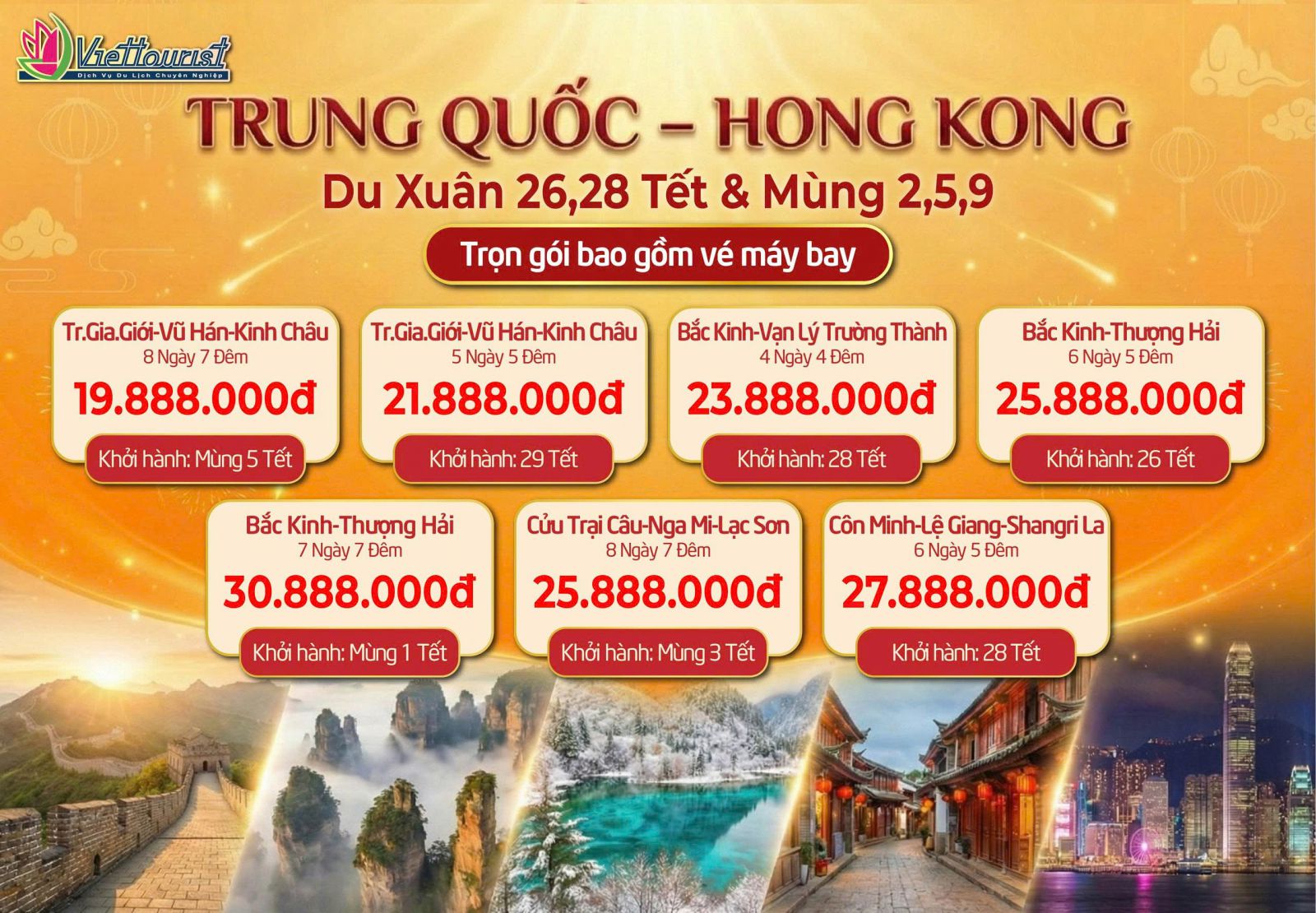 Chùm Tour Trung Quốc Tết Nguyên Đán 2026 - Du Xuân Đầu Năm Trọn Gói Cùng Viettourist