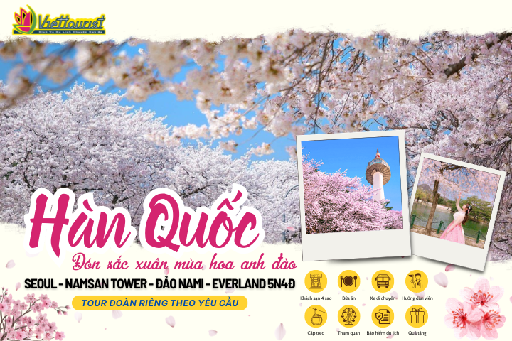 HÀN QUỐC 5N5Đ - TOUR HÀN QUỐC ĐÓN SẮC XUÂN MÙA HOA ANH ĐÀO | SEOUL - NAMSAN TOWER - ĐẢO NAMI - EVERLAND 5N5Đ | DU LỊCH HÀN QUỐC TỔ CHỨC ĐOÀN RIÊNG - Khởi hành theo yêu cầu